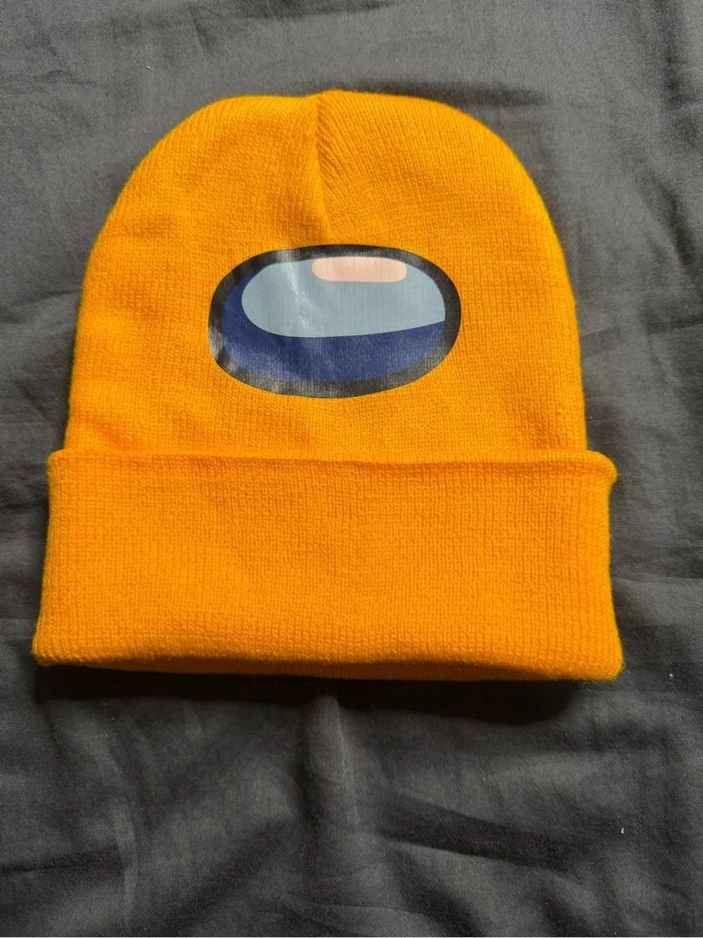 Yellow Kids Beanie Hat with Blue Visor Graphic